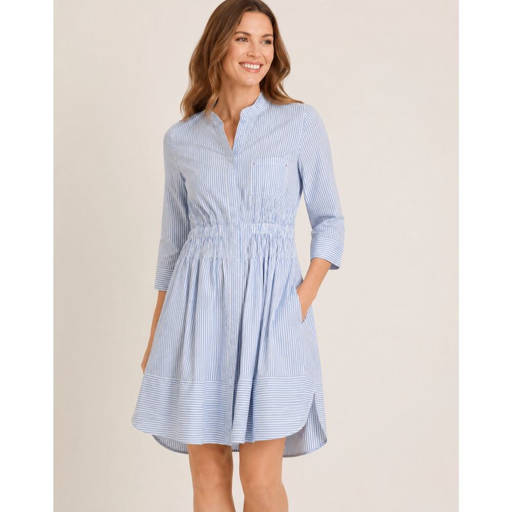 Mila Collection Fashion Blue White Stripe Dress NWT Large Coastal Vacation